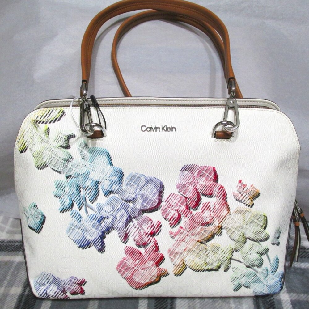 P1903-NWT Calvin Klein Rainbow Floral Large Shoulder Bag with Dust Bag